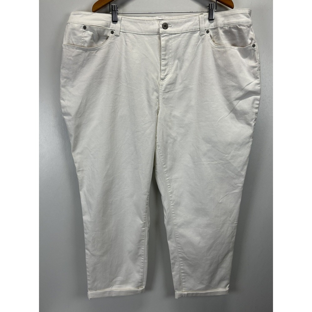 NEW! Talbots Simply Flattering Boyfriend Jeans 24W Plus White READ